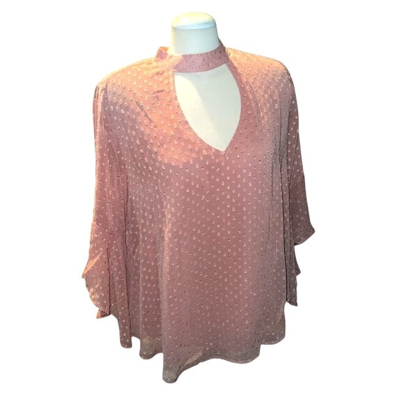 Band of the Free NWT Open Bow Back Swiss Dots Long Sleeve Boho Blouse Sz M Pink - Picture 9 of 11